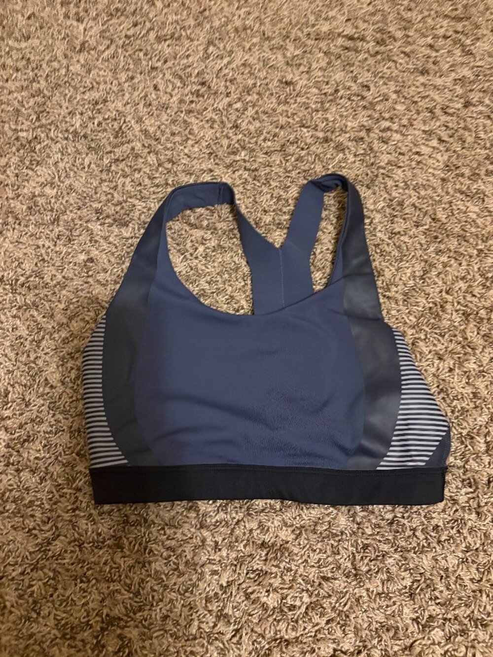 Allyson Felix X Athleta Sport Bra Medium Gray Black No Pads Pullover Racerback